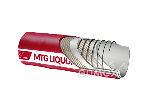 Potravinová hadica na tekuté požívatiny LIQUORFLEX/SD-R, 38/50mm, 98% lieh, 10bar/-0,9bar, UPE/syntetická guma, -35°C/+90°C, červená